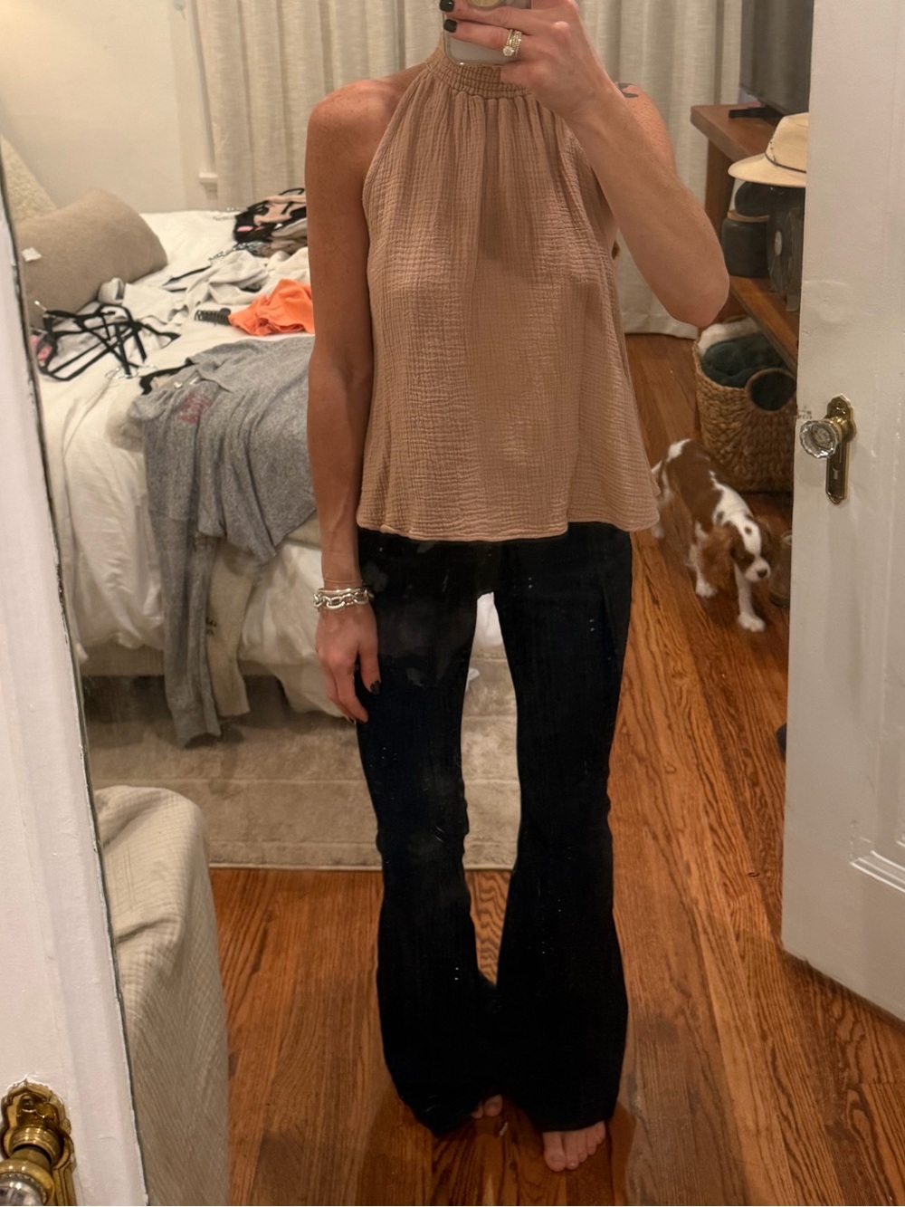 Textured Halter Neck Top in Mauve-Tan